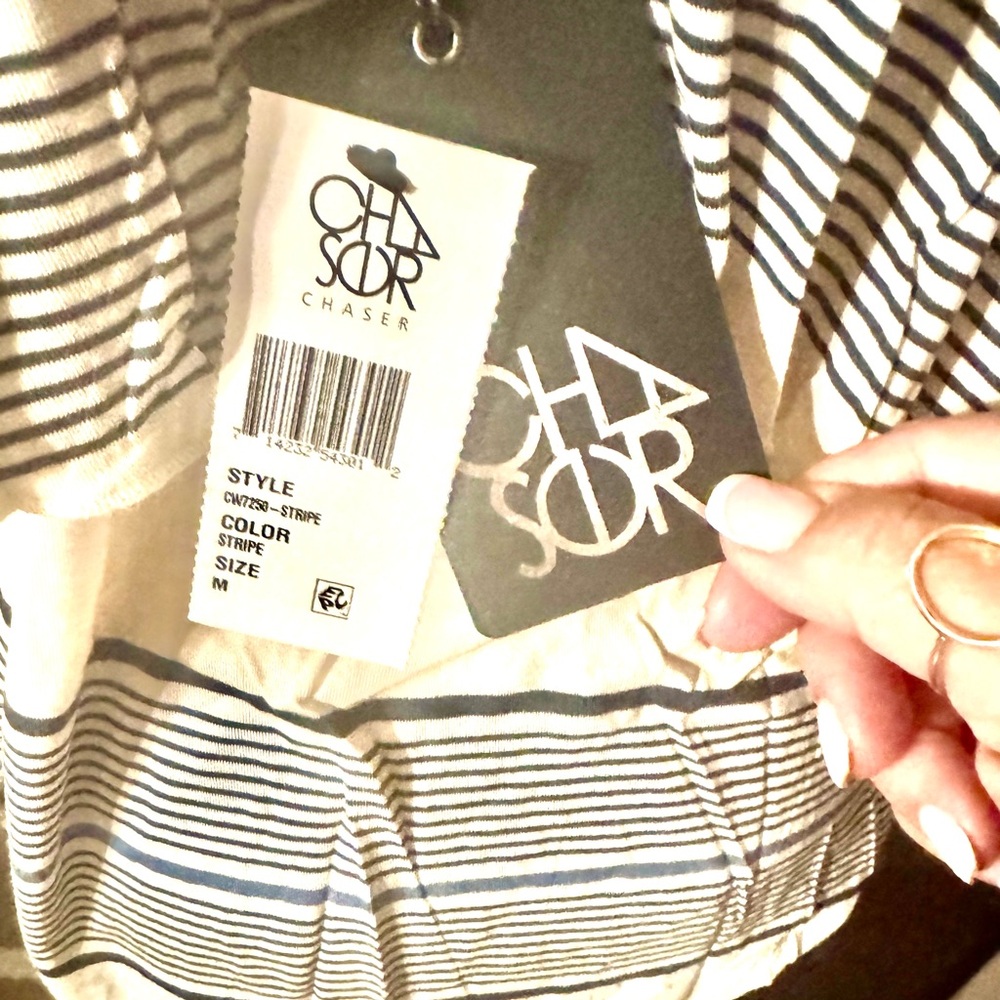 Chaser Striped Ruffle Top nwt - Picture 5 of 5